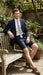 Men’s Dark Navy Blue Pinstripe or Black Pinstripe  Summer Business Suit with Shorts Pants Set – Sport Coat Style Formal and Casual Outfit