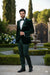 Men’s Dark Green Velvet Tuxedo Dinner Jacket – Slim Fit Formal Blazer with Satin Peak Lapel Lape
