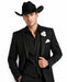 Men’s Black Western Tuxedo Suit, 3 Piece Cowboy Formal Wedding Prom Suit with Satin Trim