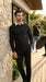 Men’s Black Dress Shirt with White Contrast Collar | French Cuff Cotton Poplin Formal Button-Up Shirt