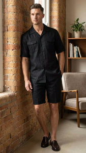 Men’s Black Walking Suit with Short – Classic Leisure and Casual Outfit