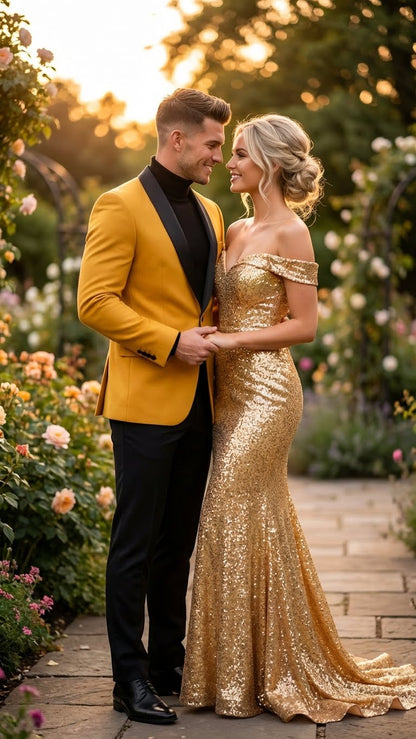 Men's Gold Shawl Lapel Blazer Tuxedo Dinner Jacket – Luxury Formal Blazer Jacket for Wedding, Party and Evening Events - Image 5