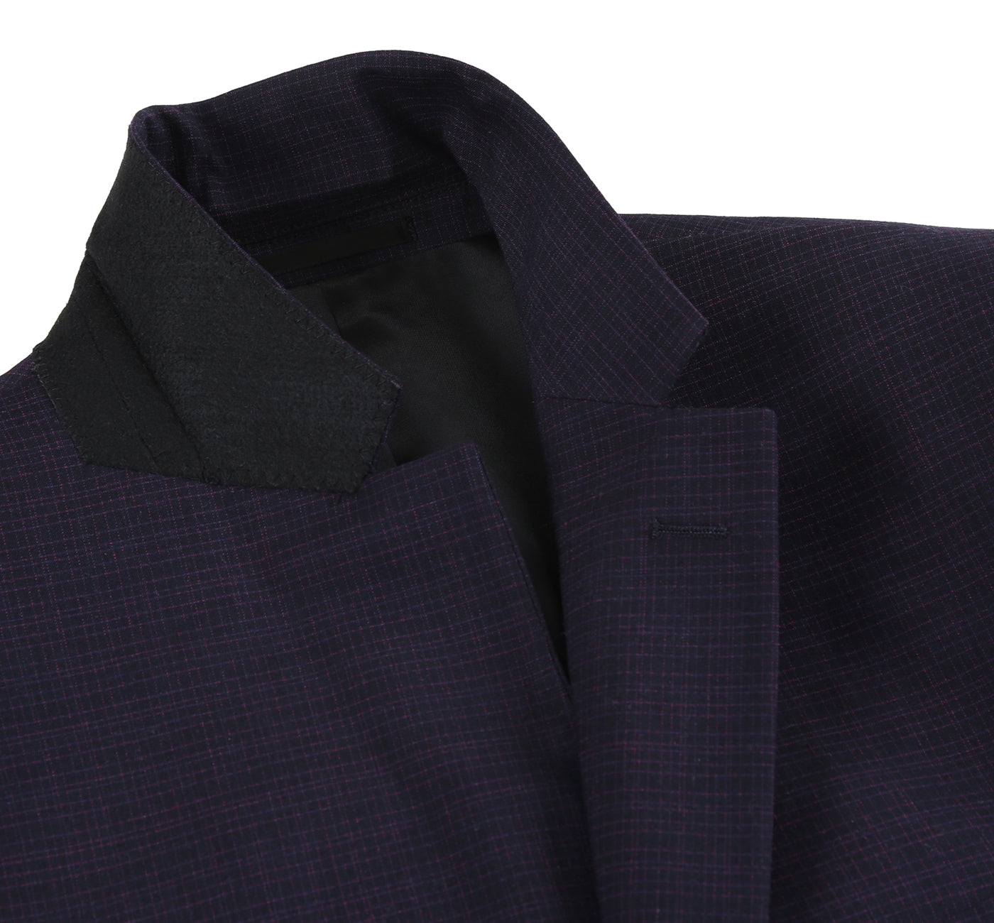 293-13 Men's Classic Fit Single Breasted Black Micro Check Notch Lapel Suits - Image 5