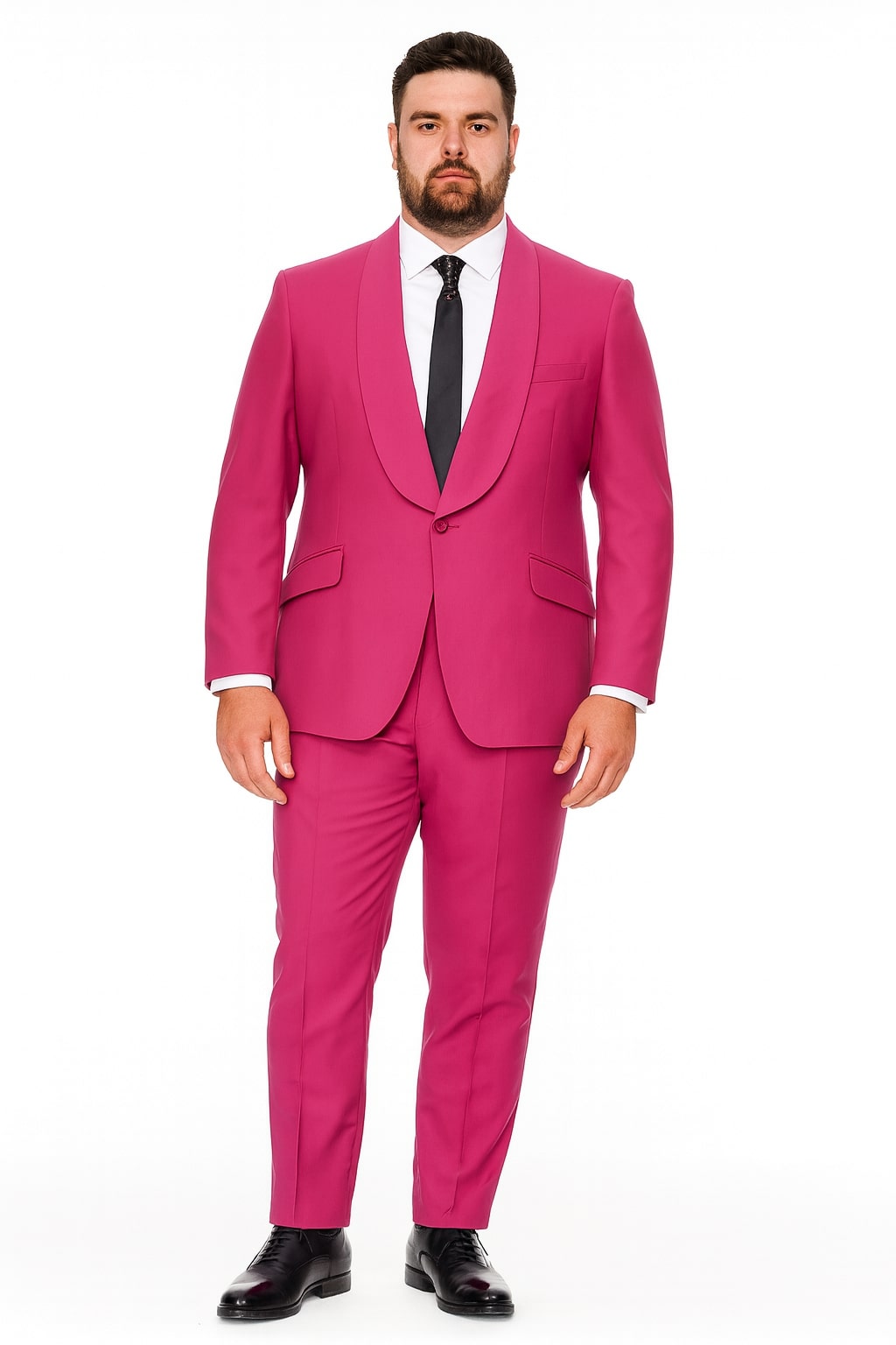 Mens Hot Pink Tuxedo Dinner Jacket + Pants with Shawl Lapel – Slim Fit 2-Piece Suit for Weddings, Proms Suit in Fuchsia Colors - Image 5