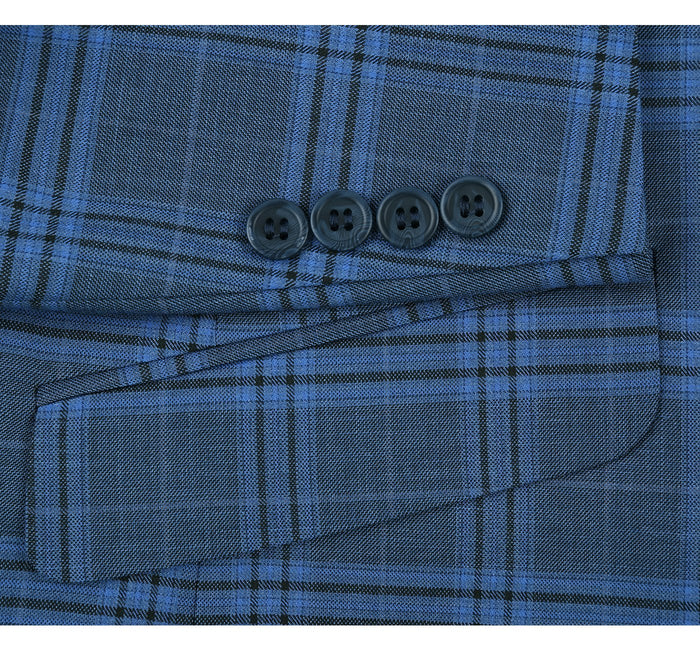 293-4 Men's 2-Piece Slim Fit Notch Lapel Stretch Windowpane Suit - Image 6