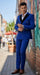 Mens Royal Blue Double-Breasted Tuxedo Suit – Modern Slim Fit Formal Wedding and Prom Outfit with Black Satin Lapel