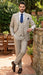 Men's Beige with blue Pinstripe Three-Piece Suit with Vest by Rossiman Vested Peak Lapel in Tan Stripe 1920s style