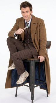 Men’s Brown Cotton Trench Coat Doctor Who 10th Doctor Inspired Long Coat – Classic Gabardina Style Overcoat, Vintage Winter Costume Jacket