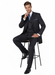 Men’s Three Button Suits -  Navy Blue Pinstripe Three-Piece Suit – Classic Business and Formal Wear with Tailored Fit