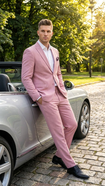 Vitali Brand Men’s Light Pink Formal Suit - Blush Color Modern Fit
