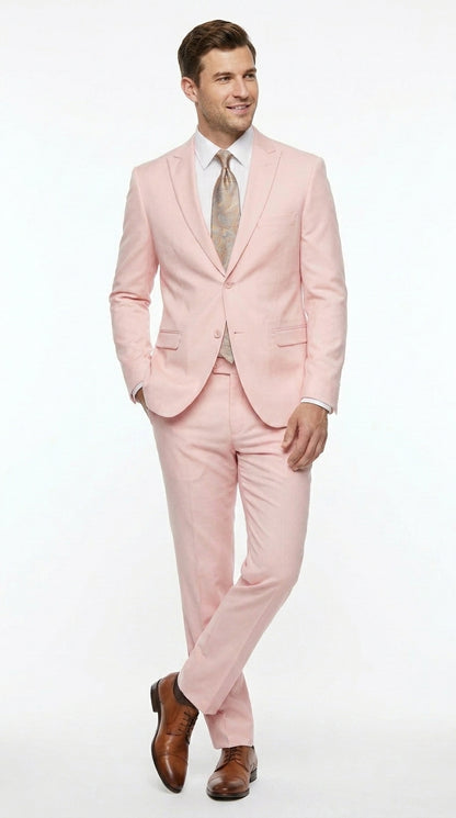 Men’s Light Pink 2 Piece Suit, Formal Dress Suit for Weddings, Prom, Parties, Summer Events Slim Fitted By Vitali