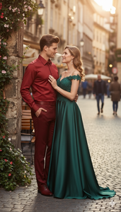 Men’s Red Satin Dress Shirt – Luxury Long Sleeve Formal Shirt for Parties, Weddings, and Business Wear