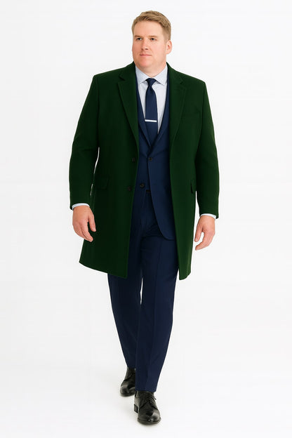 Mens Dark Green Wool Overcoat – Classic Long Coat for Formal and Casual Style - Image 5