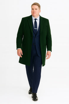 Mens Dark Green Wool Overcoat – Classic Long Coat for Formal and Casual Style - Image 5