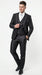 Men’s Black Three Piece Suit – Modern Fit 3PC Formal Suit with Vest for Wedding, Prom and Business Events Sharkskin Shiny Fabric
