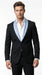 Men’s Black Suit with Light Blue Lapel – Modern Formal Tuxedo Style Suit for Wedding, Prom, Party and Sky Powder Blue Color