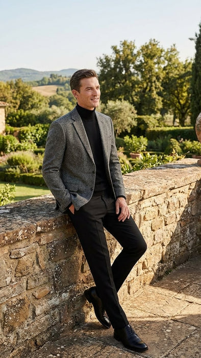 Men’s Grey Tweed Herringbone Sport Coat - Gray Mens Blazer Suit Jacket