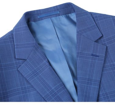 293-10 Men's 2-Piece Slim Fit Windowpane Check Dress Stretch Suit - Image 5