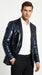 Men’s Navy Sequin Blazer – Navy Blue Sparkle Sequin Formal Blazer with Satin Lapel for Prom, Party and Evening Events