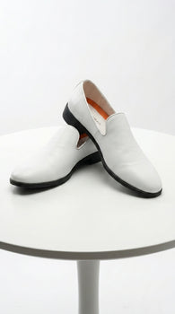 Men’s White Plain Toe Slip On Loafer Dress Shoes – Classic Formal Lightweight Shoes for Wedding, Party and Business Wear