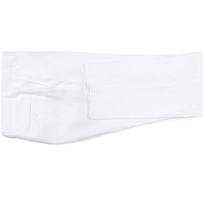 601-20 Men's Notch Lapels White Solid Linen Suits - Image 5