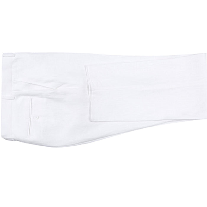 601-20 Men's Notch Lapels White Solid Linen Suits - Image 5