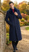 Men’s Dark Navy Blue Long Overcoat with Faux Fur Collar, Classic Winter Dress Coat for Formal