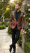 Men’s Red and Gold Floral Pattern Paisley  Shawl Lapel | Luxury Evening and Party Wear Jacket Prom Christmas New Year Blazer