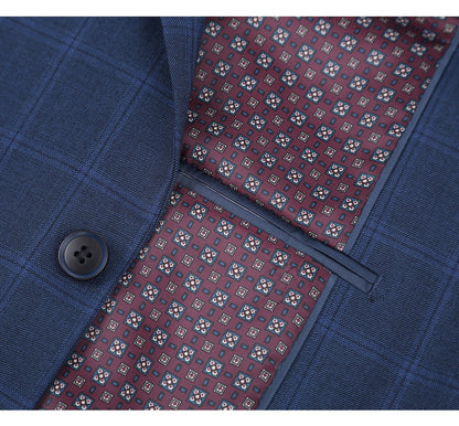 292-6 Men's Slim Fit 2-Piece Single Breasted Check Dress Suit - Image 6