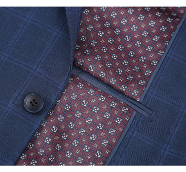 292-6 Men's Slim Fit 2-Piece Single Breasted Check Dress Suit - Image 6