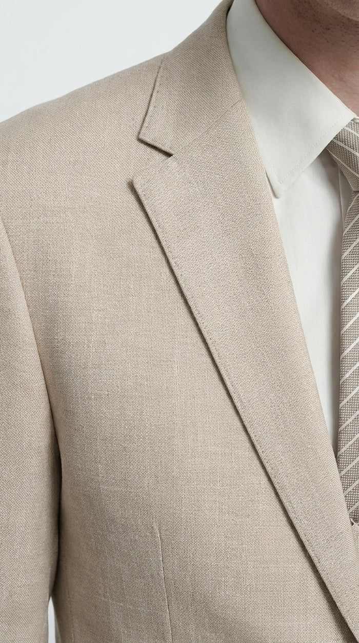 Mens Sand Beige 3 Piece Suit – Double breasted Vest Formal Suit Set  and Dress Pants in Champaign Natural Summer Color Modern Fit