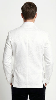 Men’s White Disco Blazer 1980s Sequin Style Jacket – Lapel Collar Party Blazer, Formal Evening Wear, Halloween Masquerade Club Outfit