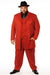 Men’s Red Pinstripe Zoot Suit – 1920s Gangster Pimp Style with Long Jacket & Matching Hat