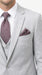 Men’s Light Grey Sharkskin 3 Piece Suit – Two Button Vested Modern Formal Business Suit for Wedding in silver Ice Gray