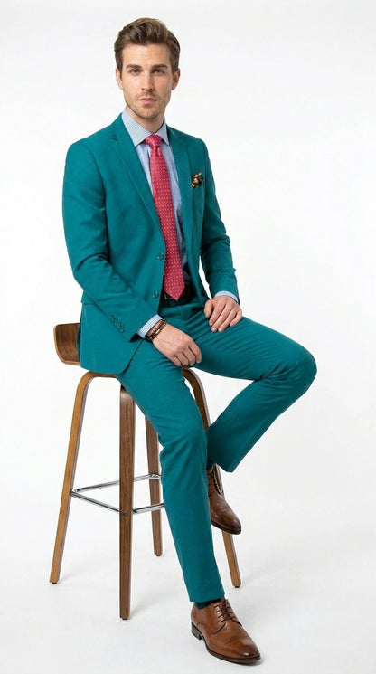 Men’s Teal Green Dark Turquoise Suit – Elegant Formal Suit for Business, Wedding, Party and Modern Style Wear Modern Fit
