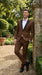 Men’s Light Brown Vested Piece Suit – Elegant Formal Suit with Contrast Lapel for Wedding, Party