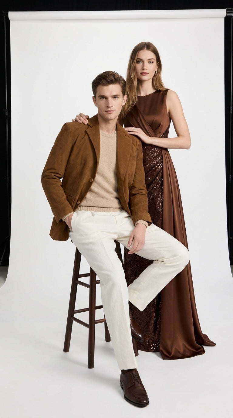 Men’s Camel Brown Suede Leather Blazer – Classic Two Button Suede Sport Coat