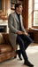 Men’s Grey Herringbone Long Overcoat – Tweed Black and White Pattern Wool Topcoat Three Qaurter