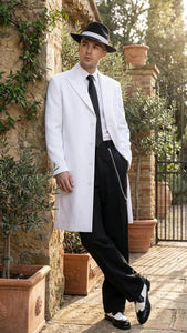 Men’s White Zoot Suit Gangster Style Outfit –  White Jacket + Vest + Pants + Shirt & Tie  Combo Package
