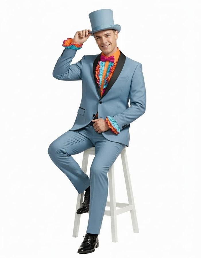Dumb and Dumber Light Blue Tuxedo Costume for Men with Matching Top Hat – Classic 90s Party and Halloween Suit - Image 5
