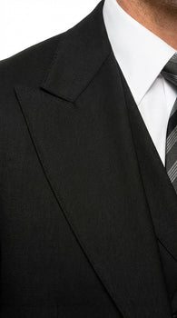 Tiglio Mens Black 3 Piece Suit – Single Button Classic Fit Pleated Wide Leg Pants Formal Business Church Suit - 100% Wool