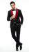Men’s Black Paisley 2 Piece Suit with Red Shawl Lapel, Formal Wedding Prom Party Suit Set