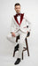 Men’s White and Dark Red Pinstripe Tuxedo with Velvet Shawl Lapel – Formal Dinner Blazer Prom Christmas New Year Holiday Suit