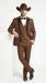 Men’s Light Brown Western Tuxedo 3 Piece Suit with Black Peak Collar Lapel, Country Look Cowboy Suit