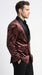 Mens Rust Copper Brick color Floral Jacquard Pasiley Blazer – Pattern Dinner Jacket with Black Shawl Lapel for Formal dinners and Wedding