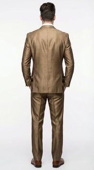 Mens Gold Brown Tan Beige Khaki Bronze Formal Suit – Luxury Metallic Finish Wedding and Prom Suit for Men