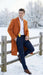 Men’s Orange - Rust Wool Blend Long Overcoat – Topcoat Carcoat Topcoat