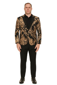 Mens Black and Rose Gold Floral Embroidered Blazer Suit Black Pants – Luxury Tuxedo Jacket for Weddings, Proms and Parties - Image 5