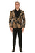 Mens Black and Rose Gold Floral Embroidered Blazer Suit Black Pants – Luxury Tuxedo Jacket for Weddings, Proms and Parties