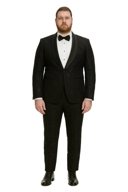 Black Sequin Tuxedo Suit with Satin Shawl Lapel – Mens Slim Fit Formal Prom and Wedding Attire - Image 5